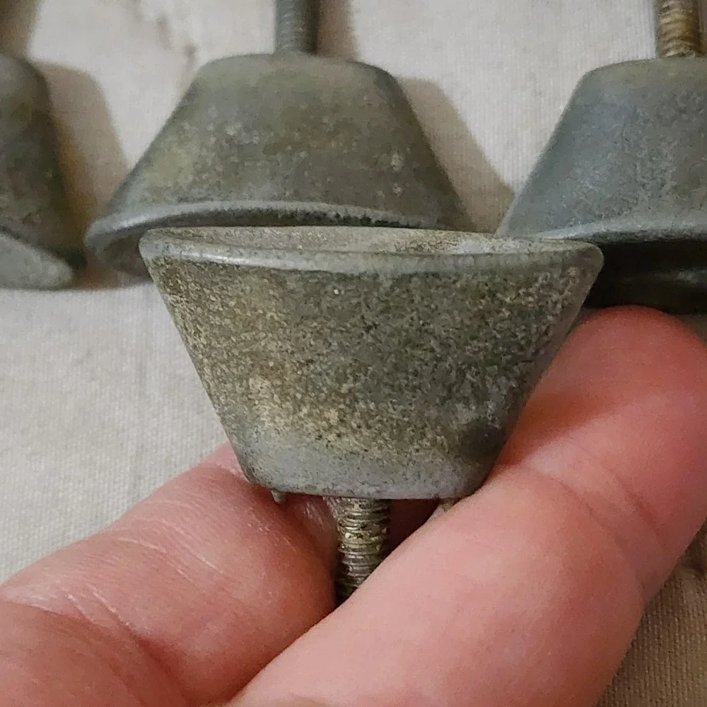 Vintage Mid‎ Century Metal Drawer Pull Knobs Cabinet Hardware Aged Finish Lot 8